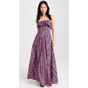 Kahindo Tanzania Maxi Strapless Dress in Purple Tribal Print Size XS Petite